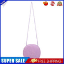 Fashion Women Straw Woven Pure Color Messenger Bag Round Purse (Purple)