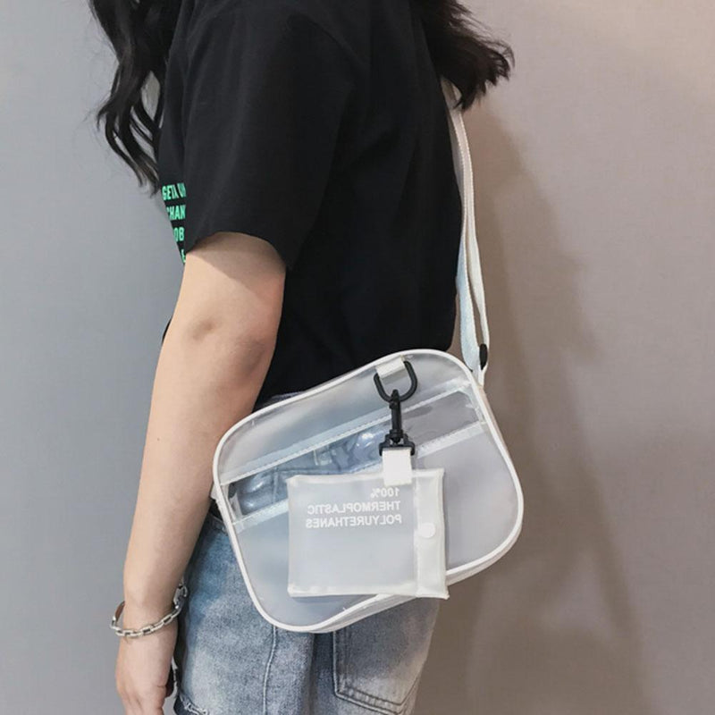 Women PVC Jelly Transparent Mini Shoulder Bag Girl Zipper Messenger Handbag