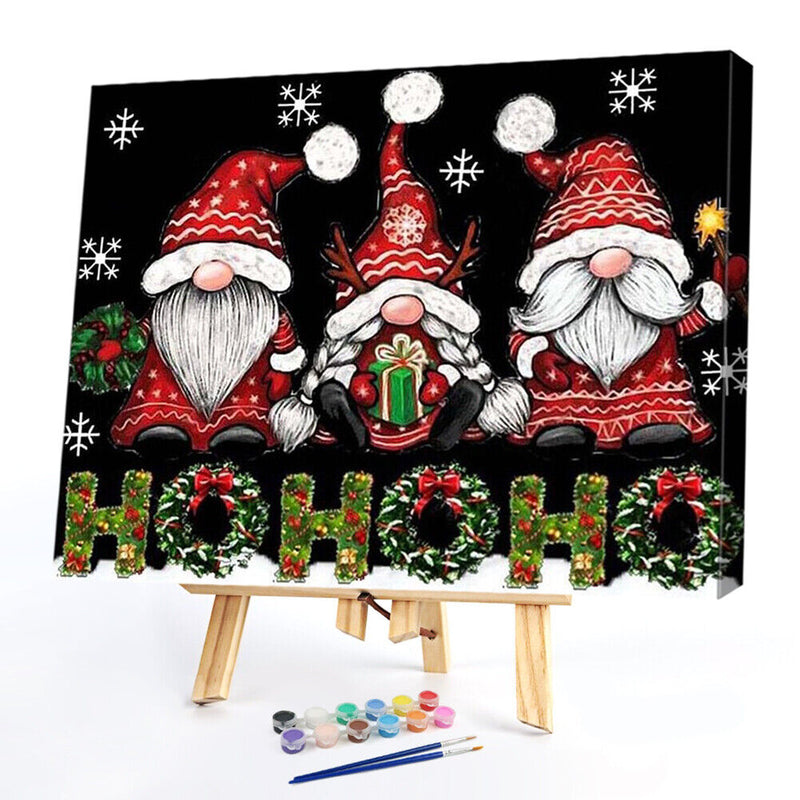 Christmas Gnomes Oil Paint By Numbers Kits Coloring Drawing for Adults Chil