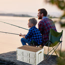 Folding Car Trunk Storage Box Wooden Lid Outdoor Camping Organizer (White)