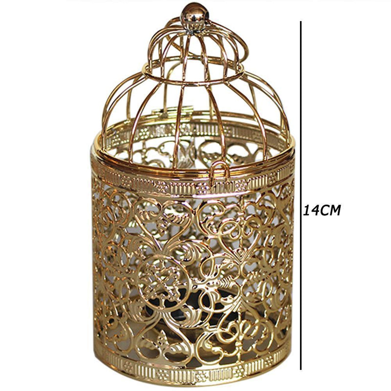 Wrought Iron Tealight Candle Holder Birdcage Hanging Lantern Desktop Candlestand