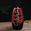 Incense Holder Ceramic Backflow Waterfall Incense Burner with 50 Cones (B) Newly