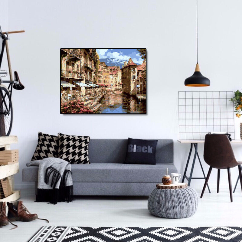 Florence River Oil Painting By Numbers Canvas Hand Painted Wall Art Home Decor