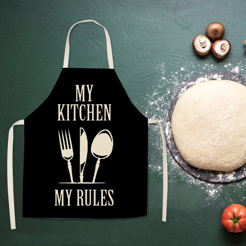 Cutlery Print Kitchen Linen Apron Sleeveless Waterproof Household Cleaning Bibs