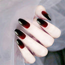 Coffin Shape Nail Art Patch Black-Red Gradient Ballerina False Nails With Glue