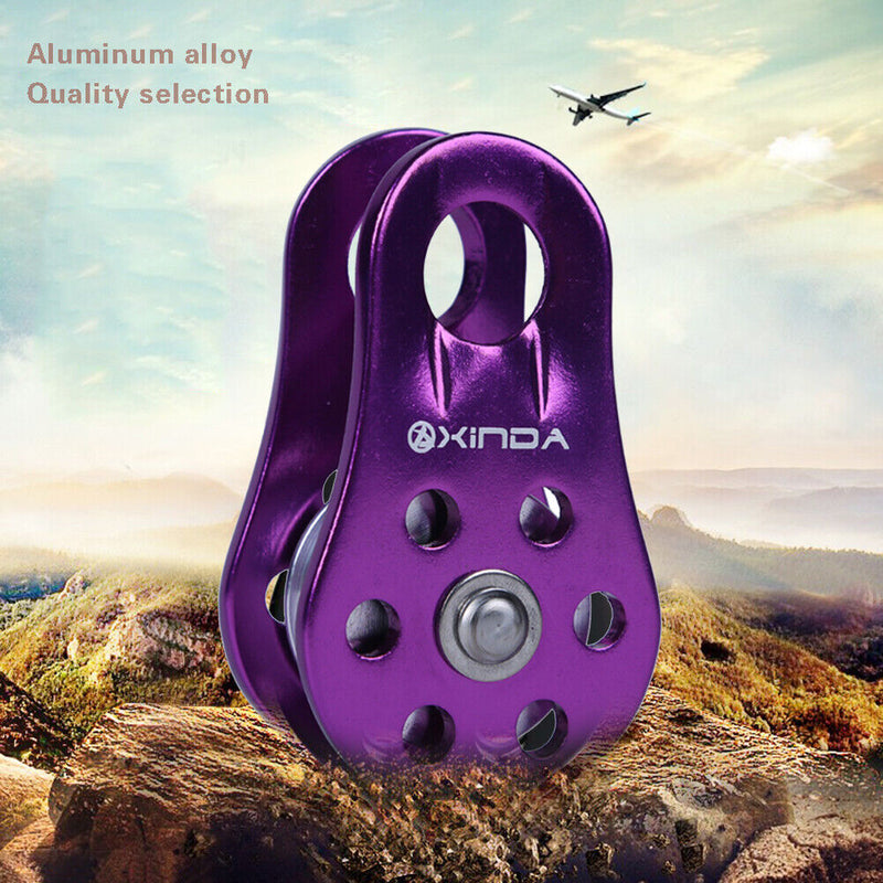 Rock Climbing Pulley Aluminum Bearing Lifting Fixed Rope Equipment (Purple)