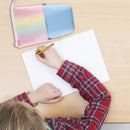 Rainbow Pencil Bag Pull-Down Pen Holder Retractable Stationery Case (Blue) Newly