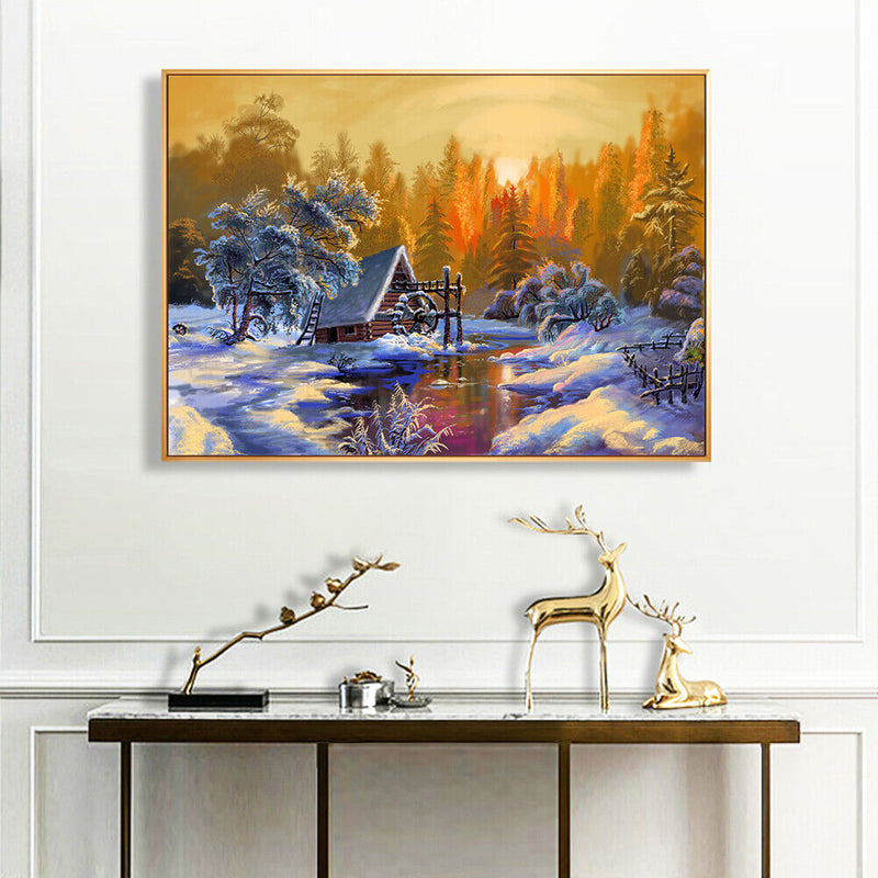 DIY Paint By Number Kit Frameless Village Sunset Handpainted Wall Hanging Gift