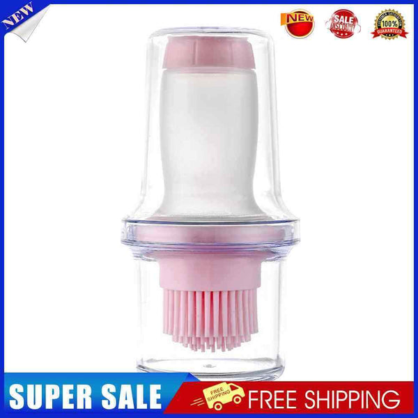 Portable Press Silicone Oil Bottle Brush Storage Cover Kitchen Tool(Pink*2)