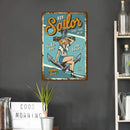 Person on Advertisement Metal Tin Painting Signs Cave Plates Bar Pub Wall Poster