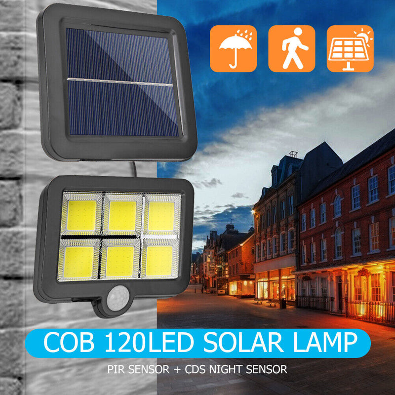 120LED Solar Wall Split Lamp Emergency COB IP65 PIR Motion Sensor Outdoor Light