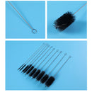 10pcs Nylon Tube Straw Brushes Set Glasses Keyboards Cleaning Brush (Black)