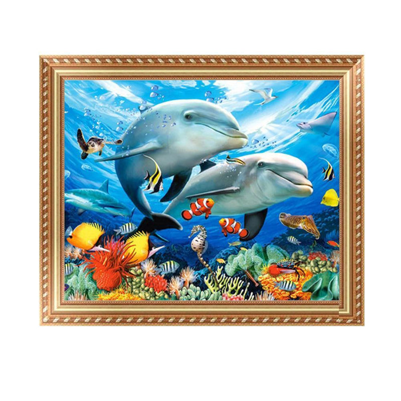 Brother Dolphin 5D Diamond Painting Embroidery DIY Cross Stitch Home Decor Newly