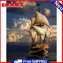 Oil Paint by Numbers Sailboat Canvas Artwork Living Room Picture Decoration Kit