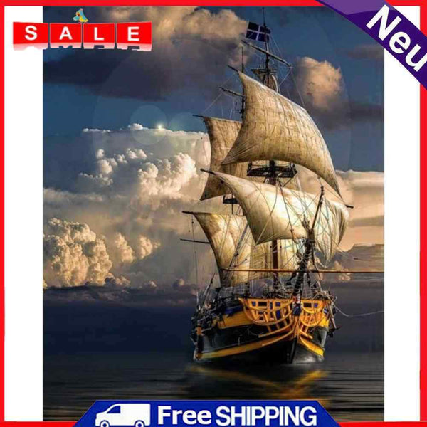 Oil Paint by Numbers Sailboat Canvas Artwork Living Room Picture Decoration Kit