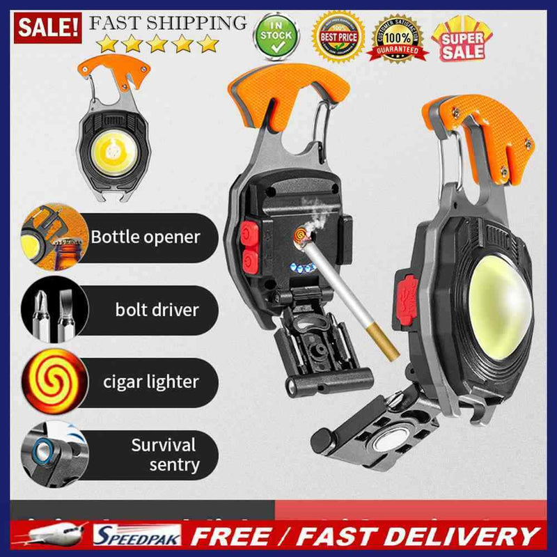 3 Gears Cob Work Lights Waterproof Rechargeable Flashlight Outdoor Camping Tool