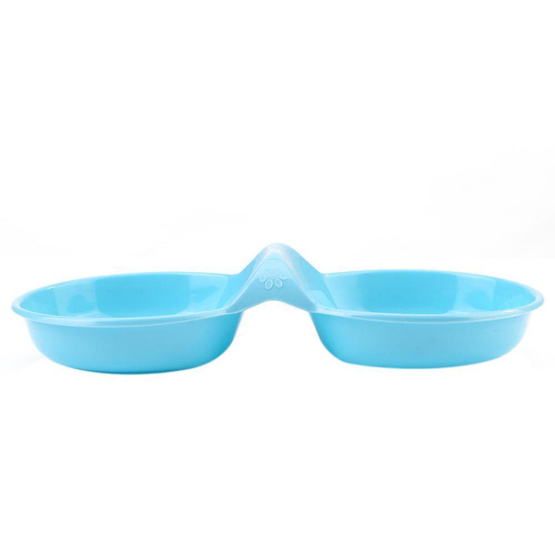 Dog Cat Double Bowl Puppy Food Water Feeder Pets Drinking Dishes (Blue) Newly
