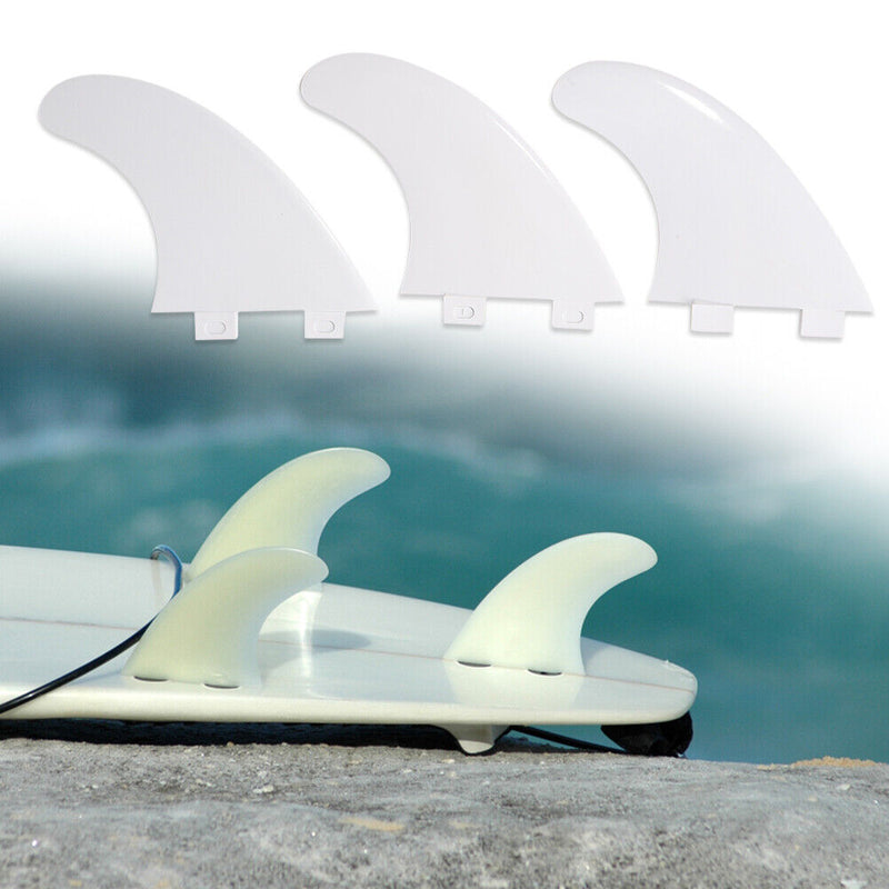 3pcs Surfboard Fin for FCS G5 Longboard Water Wave Fin Paddle Board (White)