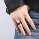 Engagement Stainless Steel Punk Wedding Band Carbon Fiber Ring Men Ring Black