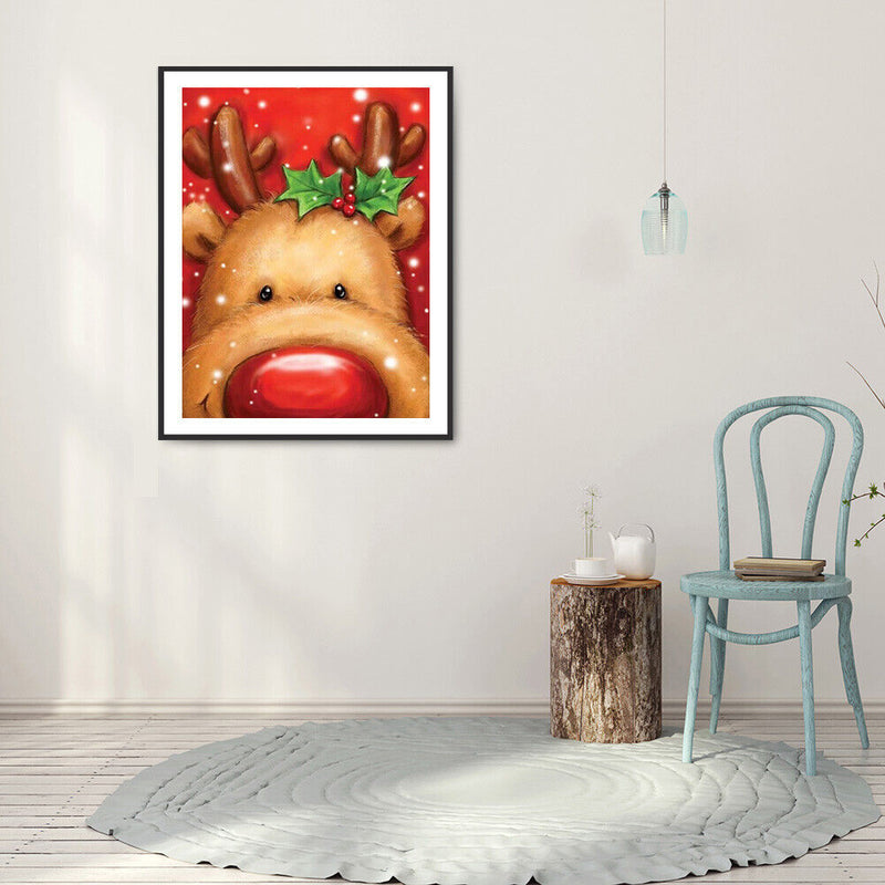 Christmas Elk Full Round Drill Mosaic Diamond Painting DIY Rhinestone Crafts