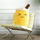 Child Bubble Tea Family Stuffed Plush Pillow Soft Cushion (Yellow Squint)