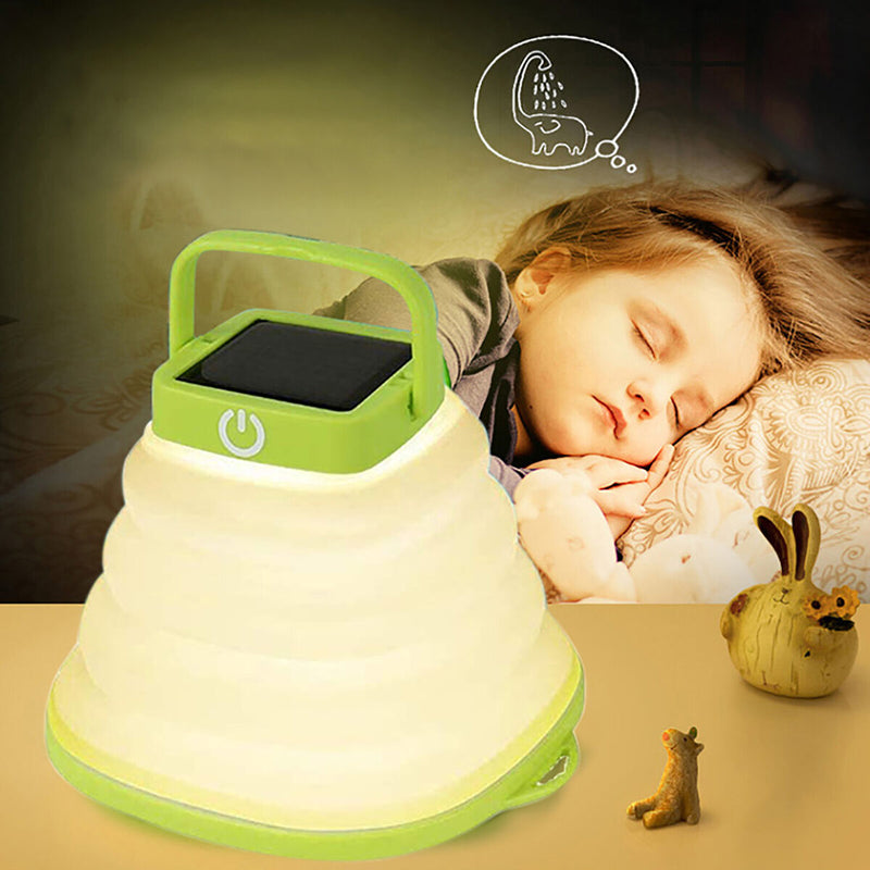 LED Solar Camping Lantern USB Rechargeable Poldable Light Collapsible Tent Lamp