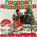 9pcs/set Xmas Party Tableware Waterproof Xmas Paper Cups Plates Festive Supplies