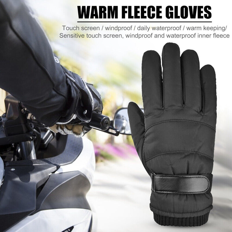 1 Pair Fleece Outdoor Cycling Gloves Touch Screen Waterproof Gloves (Black)
