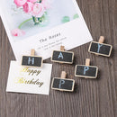 Memo Wooden Label Chalkboard Message Note Clip Notice Sign Mini Blackboard