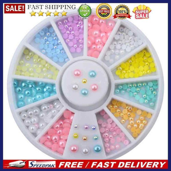 Colorful Pearls Beads Nail Art Ornament Disc DIY Manicure Decorations Wheel