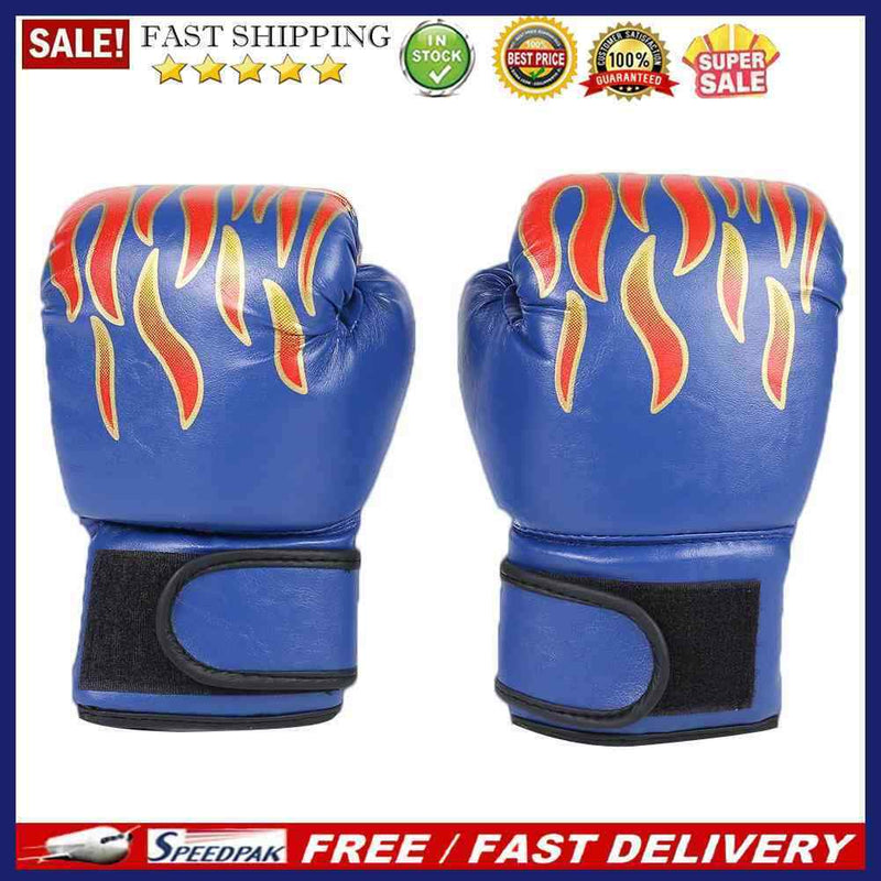 2pcs Breathable Kids Muay Thai Sparring Flame Gloves Punching Boxing Gloves