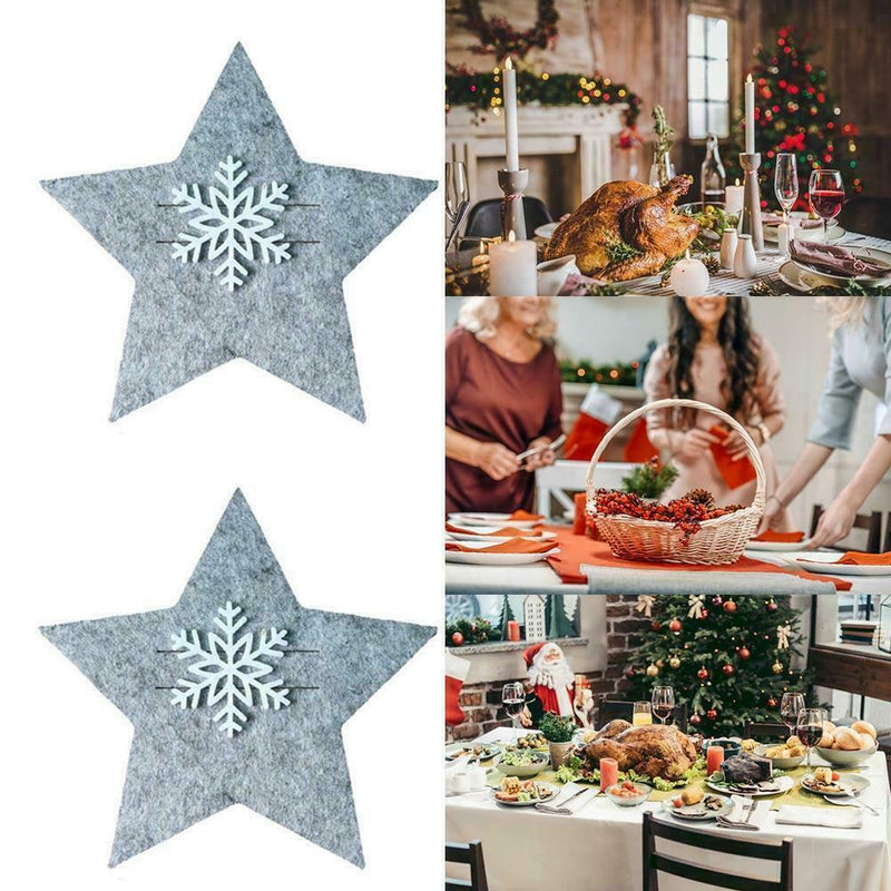 Christmas Stars Tableware Cutlery Holder Silverware Table Bags Decors Fork P8T4