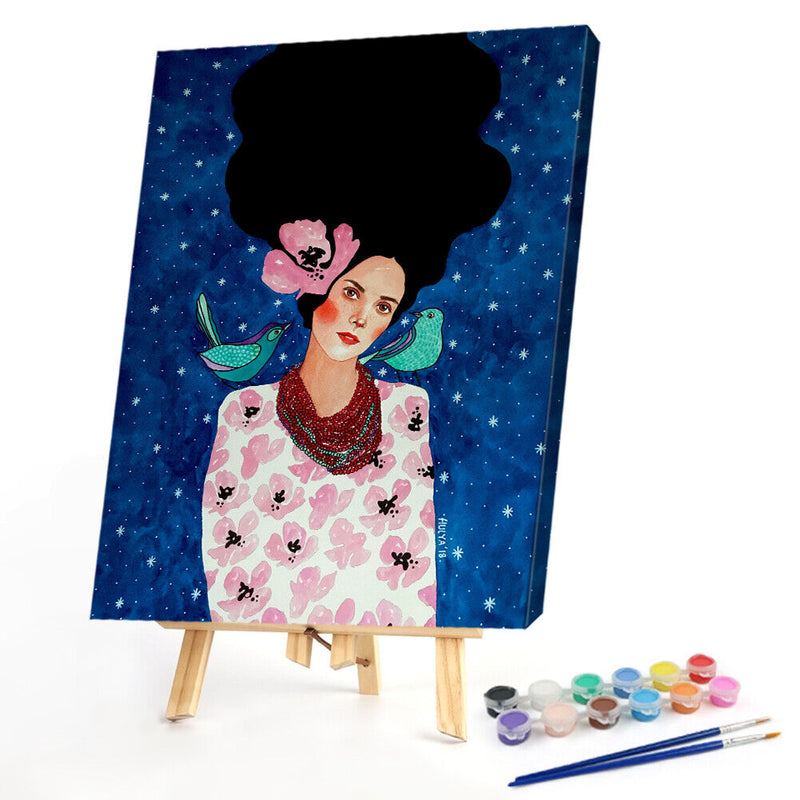 40x50cm Frameless Long Hair Girl DIY Oil Paint By Numbers Picture Home Decor