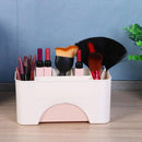 Desktop 6 Grid Makeup Organizer Storage Cosmetic Case with Drawer(Pink)