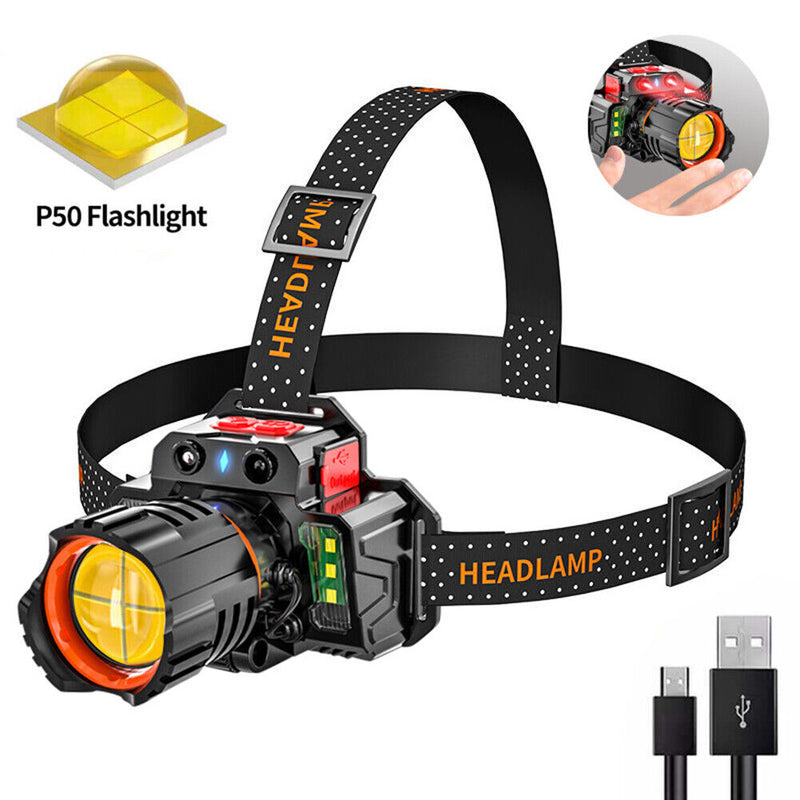 Head Flashlight Sensor Head Light Torch for Camping Hiking Adventure Emerge
