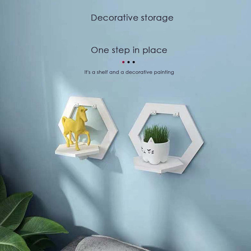 Wall Shelf Free Punch Wall-mounted TV Background Storage Display Holder (A)