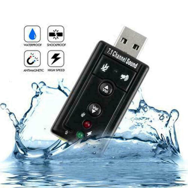 USB PC Laptop To Mic Speaker Headphone 7.1 Channel Audio Adapter Card Sound E1G9