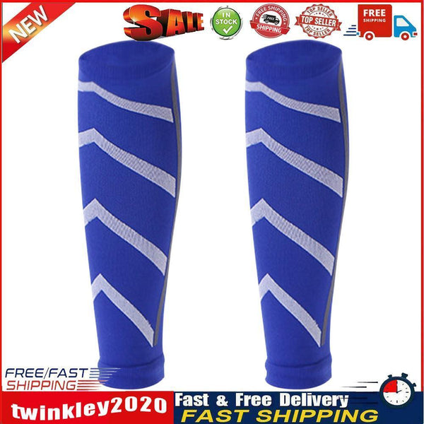 Leg Calf Shin Splints Support Running Athletics Compression Sleeves (Blue) Newly