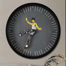 Decorations Black Personality Kung Fu Wall Clock Chinese Round Clock Bruce Lee