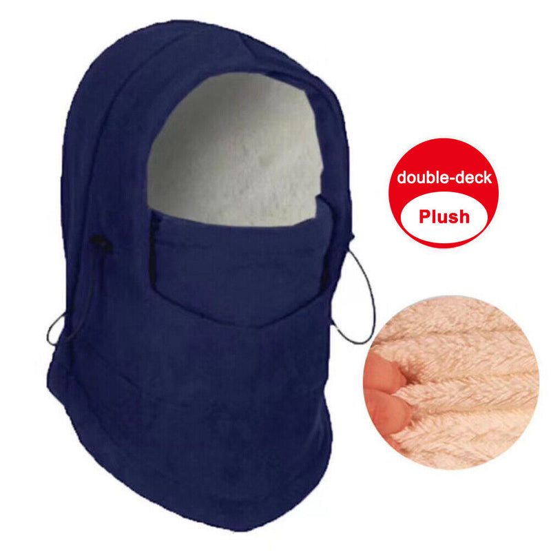 Winter Double Layer Cycling Warm Fleece Cap Windproof Skiing Thermal Hood Hat