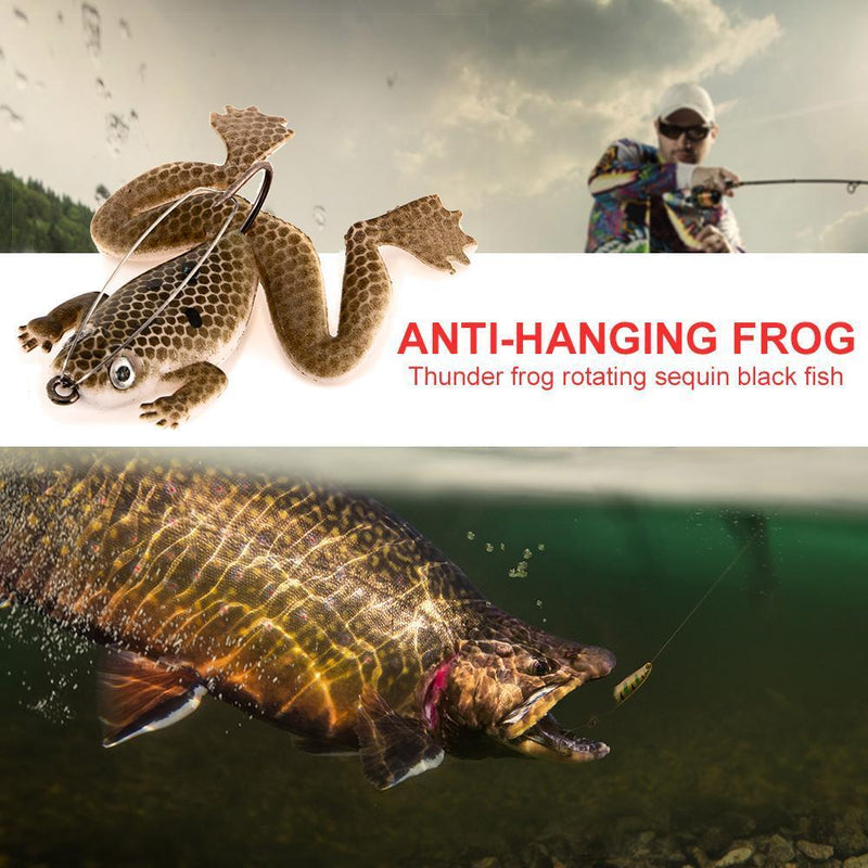 10pcs Frog Bionic Fishing Soft Lure Thunderfrog Black Fishing Bait (Brown)