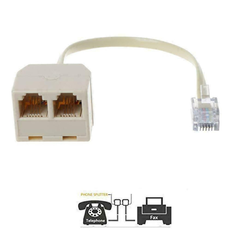 Telephone Splitter, RJ11 6P4C 1 Male to 2 Female Adapter,2 Way G9V0 RJ11 H7I8