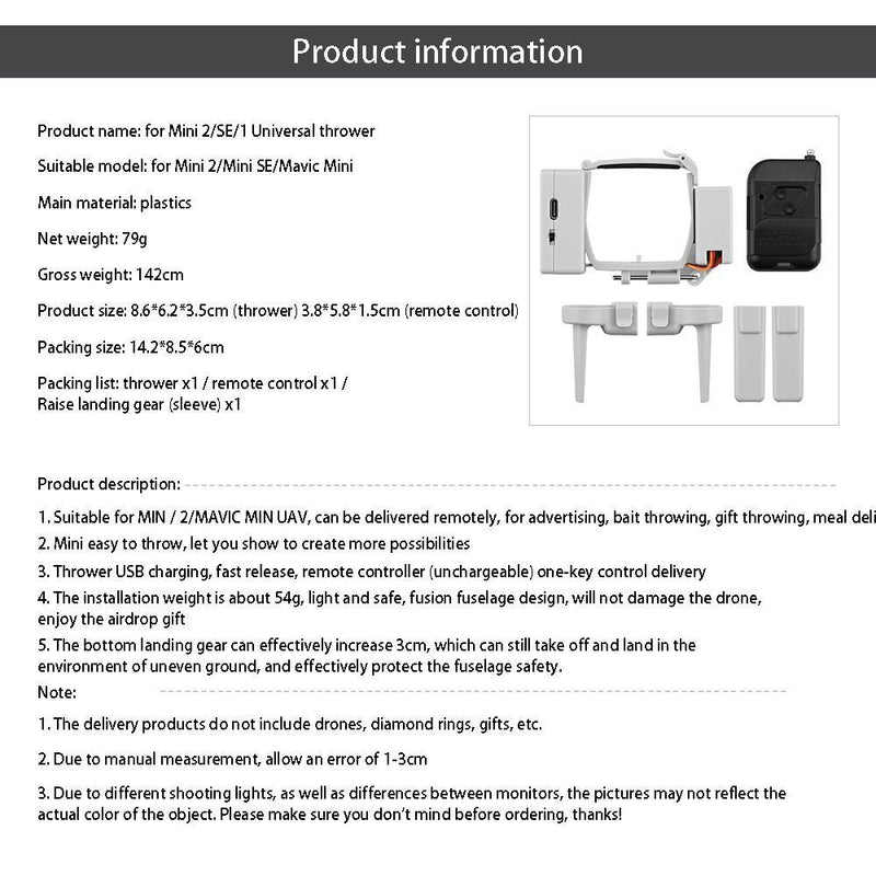 Drone Accessories Airdrop For DJI Mini 2 Drone Light Thrower For DJI Mini 2
