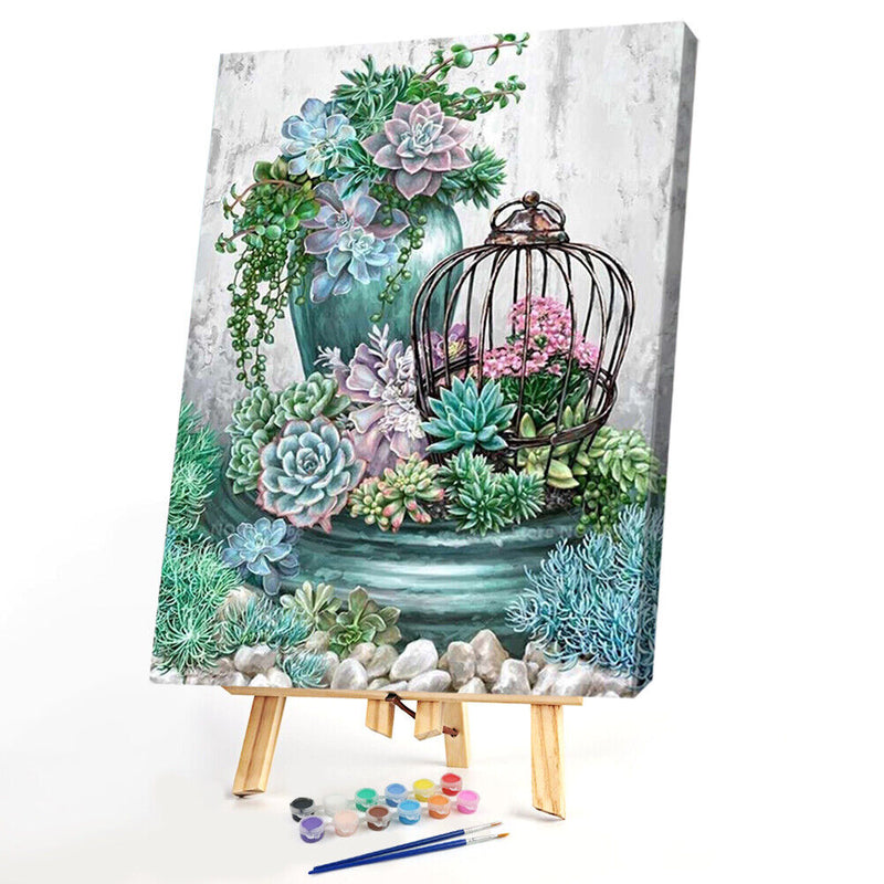 Painting By Numbers Flower DIY Oil Coloring Canvas Paint Drawing Pictures