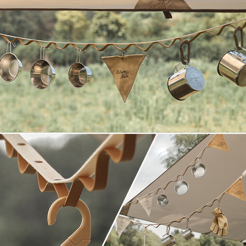 Multi-function Outdoor Camping Hiking Hanging Rope Tent Clothesline Hanger Strap