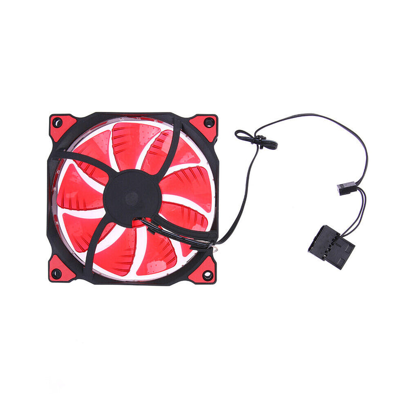 15 LED Lights Clear 120mm Quiet PC  Case Cooling Fan Mod All Color (Red)