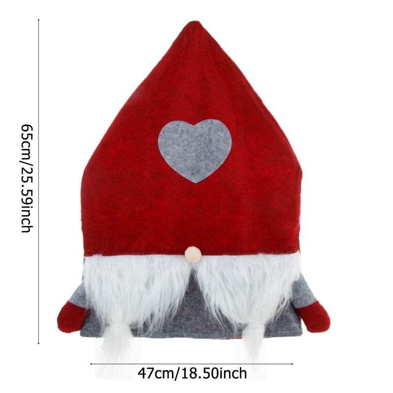 Christmas Chair Covers Plush Santa Love Heart Pointed Hat Cover (Red)