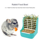 Two-In-One Plastic Rabbit Food Bowl Hay Grass Rack Small Animals Feeding Ra