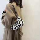 Chain Animal Print Underarm Bag Women Plush Furry Shoulder Purse (Style 1)