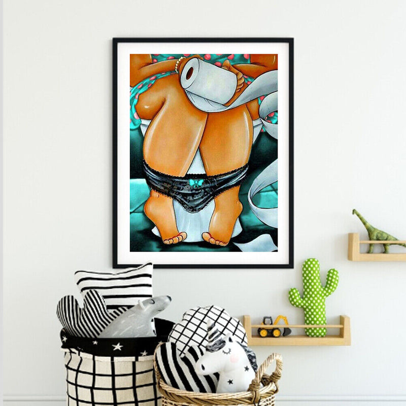 Girl on Toilet Paint By Numbers Kit DIY Frameless Art Picture On Canvas